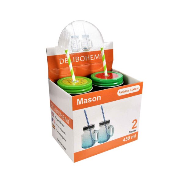 Glass mason jar 2pc set 450ml - Image 12