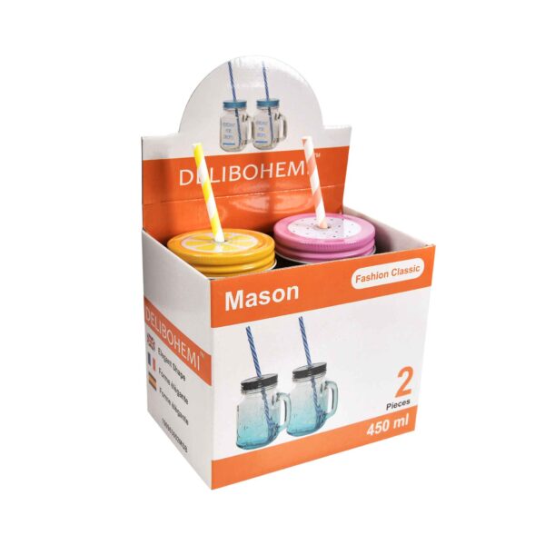 Glass mason jar 2pc set 450ml - Image 6